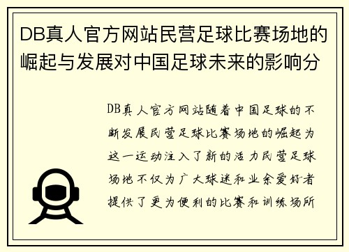 DB真人官方网站民营足球比赛场地的崛起与发展对中国足球未来的影响分析